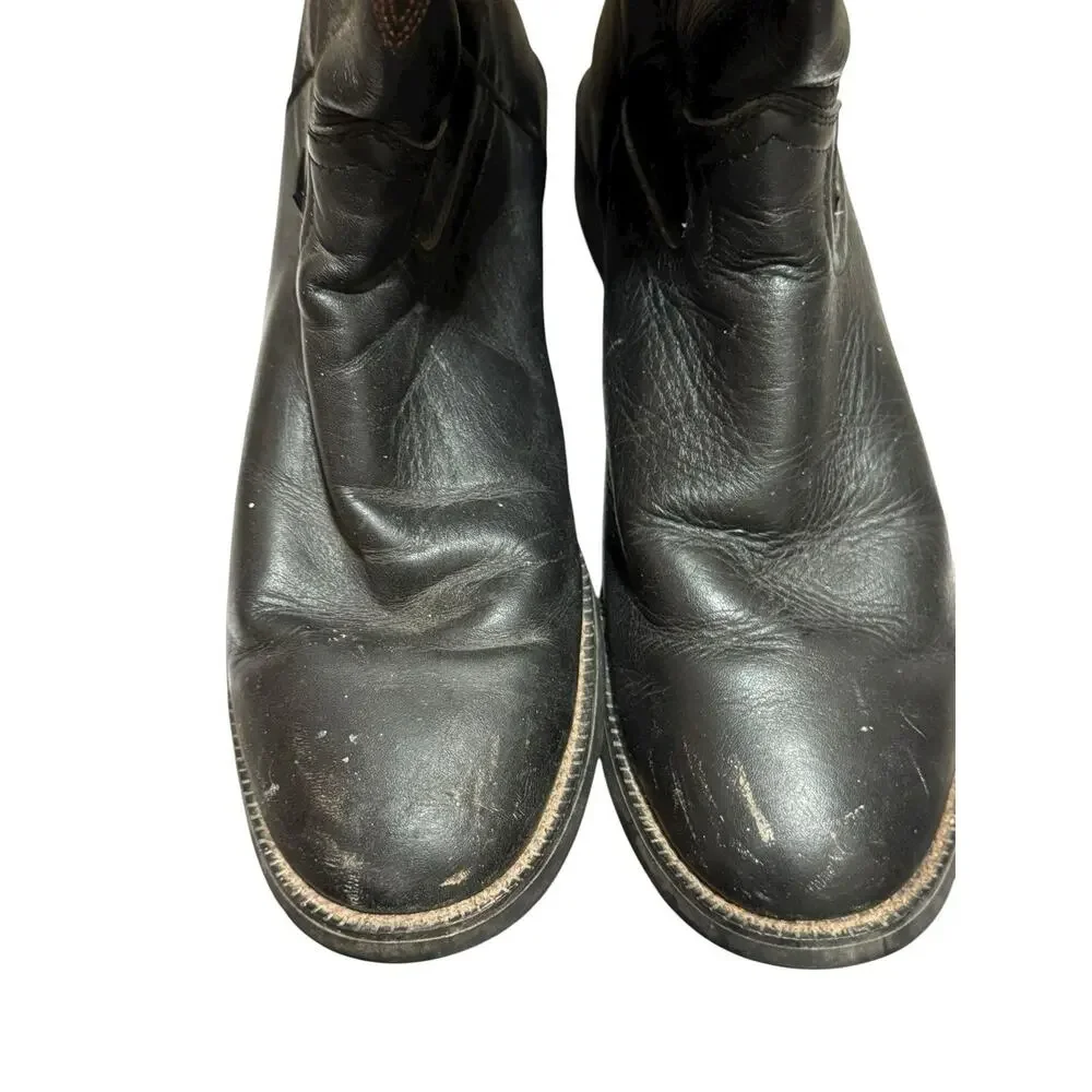 Justin Boots Men's Size 8.5 D Black Leather Roper 4606 Cowboy Western